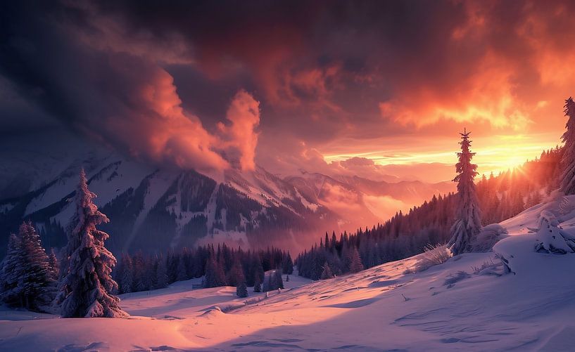 Sonnenaufgang über Schneelandschaft von fernlichtsicht
