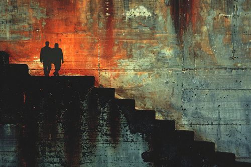 Jeux d'ombres et de lumière sur l'escalier ancien