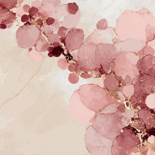 Abstracte roze vlekken met gouden accenten