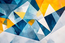 Geometrisches Farbenspiel in Blau-Gelb von Poster Art Shop
