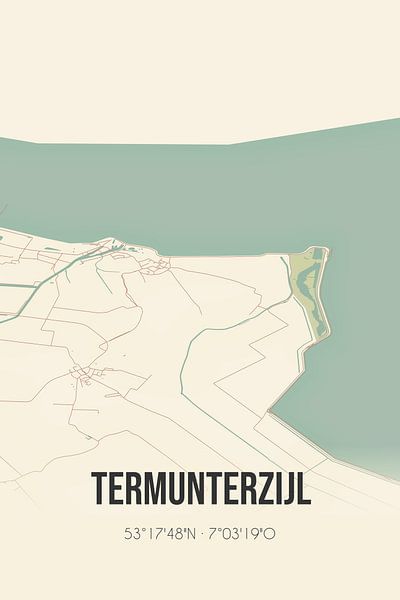 Vintage map of Termunterzijl (Groningen) by Prints of Place
