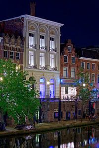 Nachtfoto Grachtenpand Oudegracht Utrecht