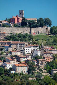 Zicht op Motovun in Kroatië