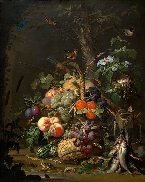 Stillleben mit Obst, Fisch, und ein Nest, Abraham Mignon von Liszt Collection