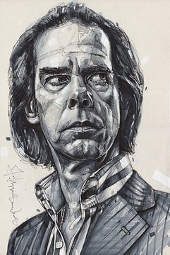 Nick Cave schilderij van Jos Hoppenbrouwers