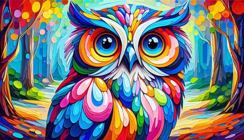 Expressive Owl with Imaginative Background