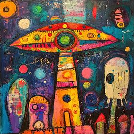 Kleurrijke ufo abstract van TheXclusive Art