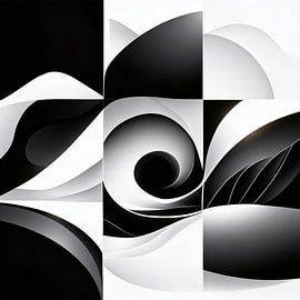 Futuristische spiralen in zwarte geometrische vormen