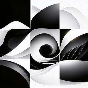 Futuristische Spiralen in schwarzer Geometrie
