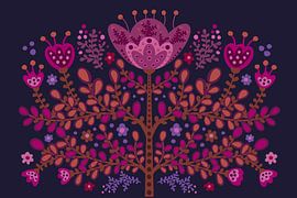 Bloemenillustratie Volkskunst van Elena Orlowski