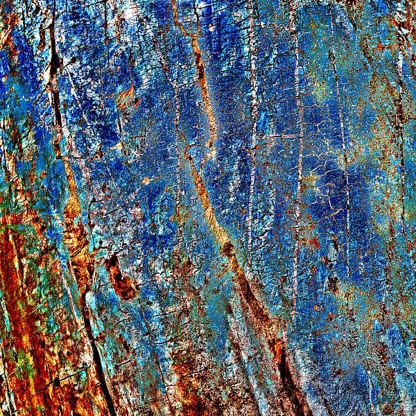 Blauwe archaïsche structuren van Silva Wischeropp