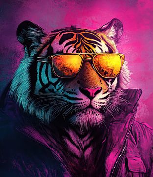 Tijger Zonnebril | Tijger met Zonnebril en Jas van OMG Art