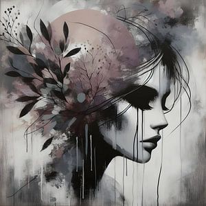 Black & White Flowergirl van FoXo Art