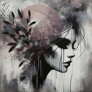 Black &amp ; White Flowergirl sur FoXo Art