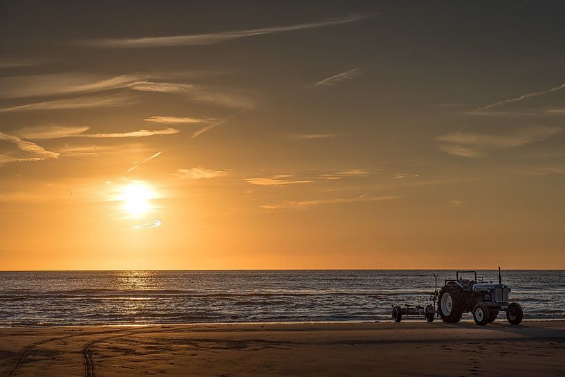 sunset with tractor by Ed Dorrestein