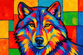 Vrolijk wolvenportret in kleur van Art & Soul Creations