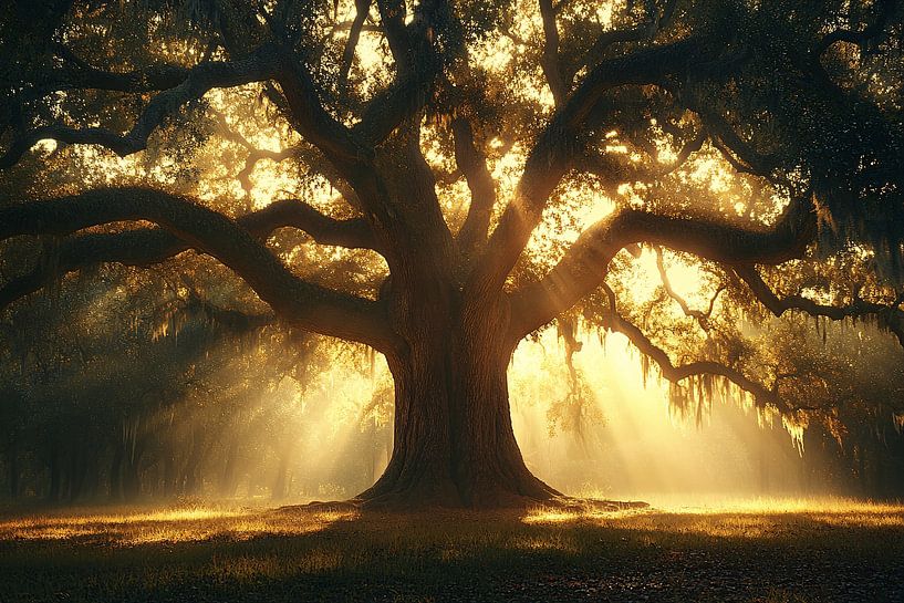 Majestic oak with sunlight by Imperial Art House