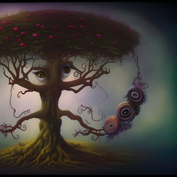 J'espionne avec mon gros œil - Surreal Tree AI Art par Christine aka stine1
