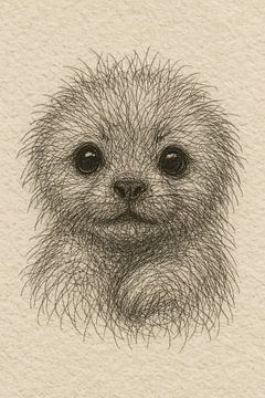 Draad portret jonge zeehond (baby kamer pup zacht vacht schattig klein diertje)