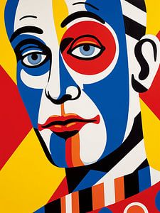 Pop Art Portrait Clown Mann  Farben Geometrie Grafik