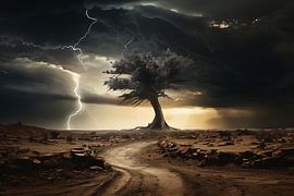 Dramatic landscape in the storm