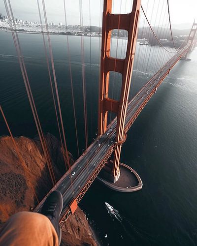 Le Golden Gate Bridge vu du ciel