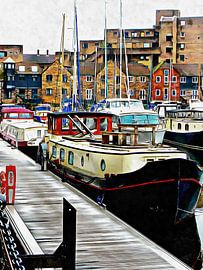 Moored Barge St Katharine Docks by Dorothy Berry-Lound