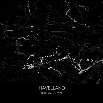 Zwart-witte landkaart van Havelland, Brandenburg, Duitsland. van Rezona