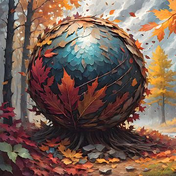 Herfstbol in een mystiek boslandschap