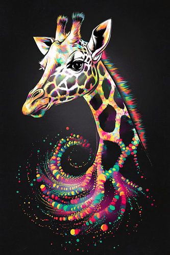 Kleurrijke psychedelische giraffe kunst