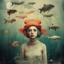 Beautiful woman in strange bizarre ocean with fish by Art Bizarre thumbnail