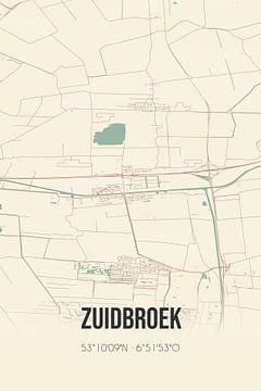 Vintage landkaart van Zuidbroek (Groningen) van Rezona