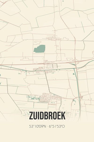 Vintage map of Zuidbroek (Groningen) by Prints of Place