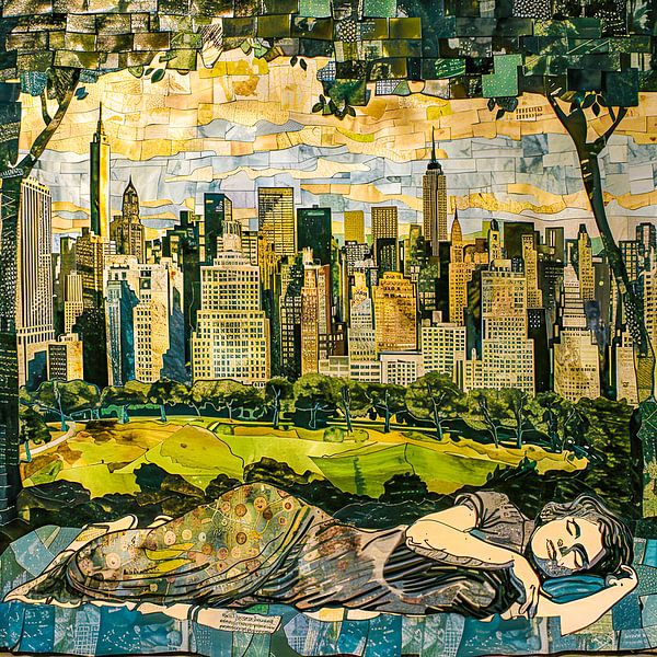 Serene Wall Decoration: sweet city dreams by Vlindertuin-Art