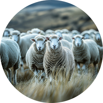 Kudde schapen in een weiland