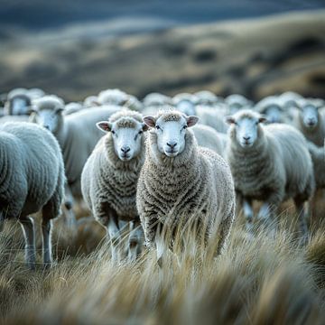 Kudde schapen in een weiland van TheXclusive Art