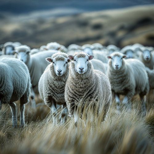 Kudde schapen in een weiland