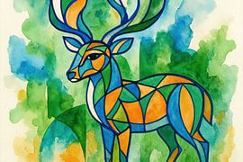 Abstract deer with colour fields by Art & Soul Creations