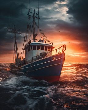 Fishing boat in the storm by fernlichtsicht