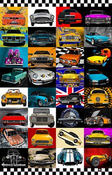 Affiche de voitures anciennes avec 32 voitures anciennes