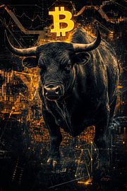 Bull with Bitcoin symbol - Digital by Poster Art Shop