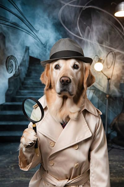 Golden retriever as detective by Imperial Art House