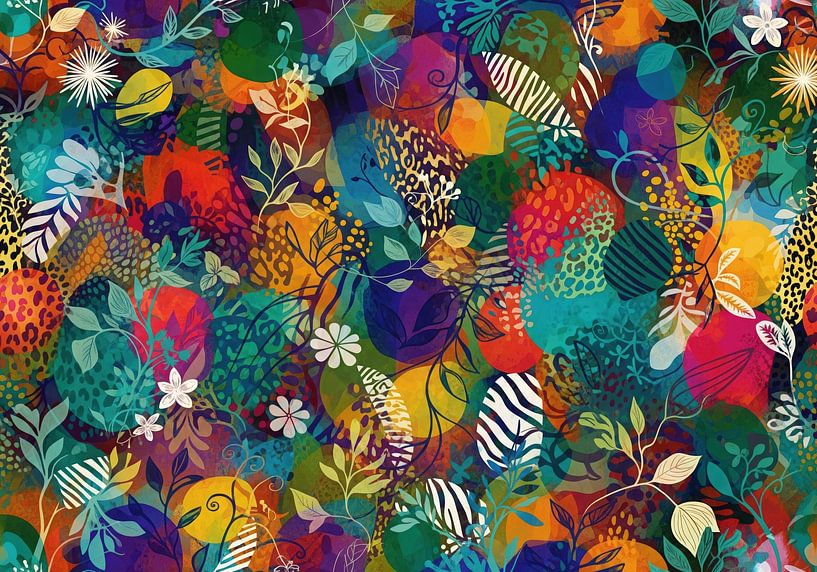Abstraktes florales und geometrisches Muster mit Texturen von Markus Gann