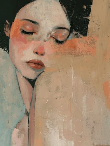 Modern abstract portret in terracotta