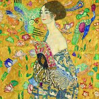 Dame mit Fächer, Gustav Klimt (Gold, digital veredelt)
