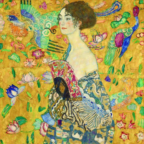 Legendarte Gustav Klimt Dame avec Un éventail Impression sur Toile, cm