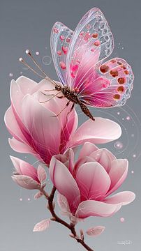 vlinder op bloem van Gelissen Artworks
