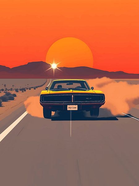 Retro Auto Woestijnweg van rendyokt rendy