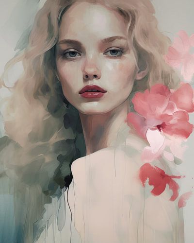 Modern portret in pastelkleuren