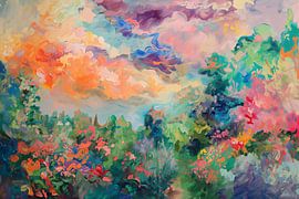 Abstrakte bunte Landschaft von Richards Fine Art